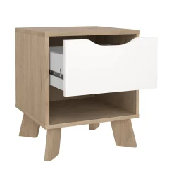 Comodini > Dmora Comodino 2 ripiani rovere e bianco 40x39x47h cm - Zuglio Bianco, Marrone Rovere