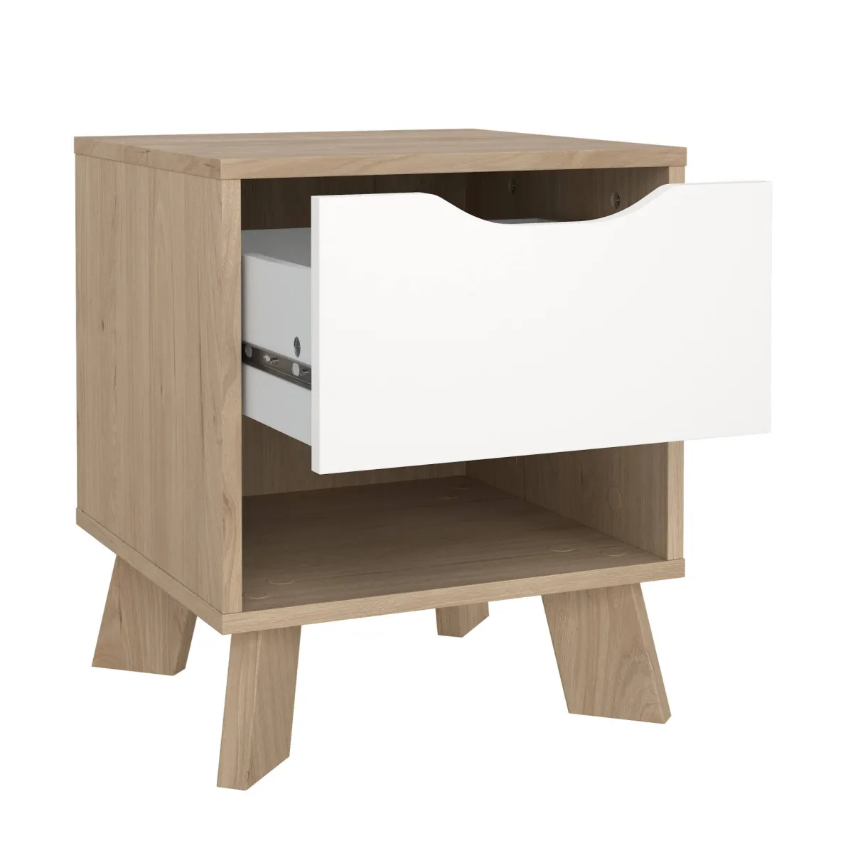 Comodini > Dmora Comodino 2 ripiani rovere e bianco 40x39x47h cm - Zuglio Bianco, Marrone Rovere