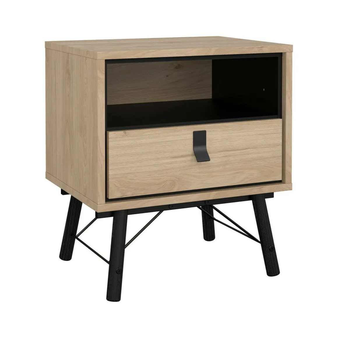 Comodino 2 ripiani rovere 53x40x59h cm - Chito