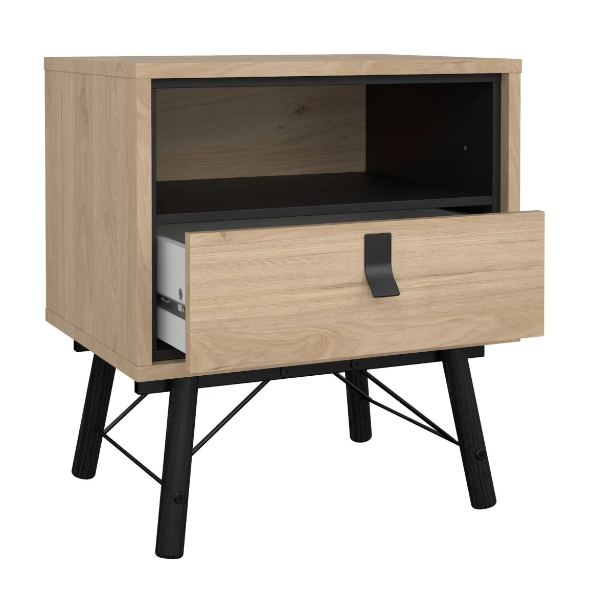 Comodino 2 ripiani rovere 53x40x59h cm - Chito