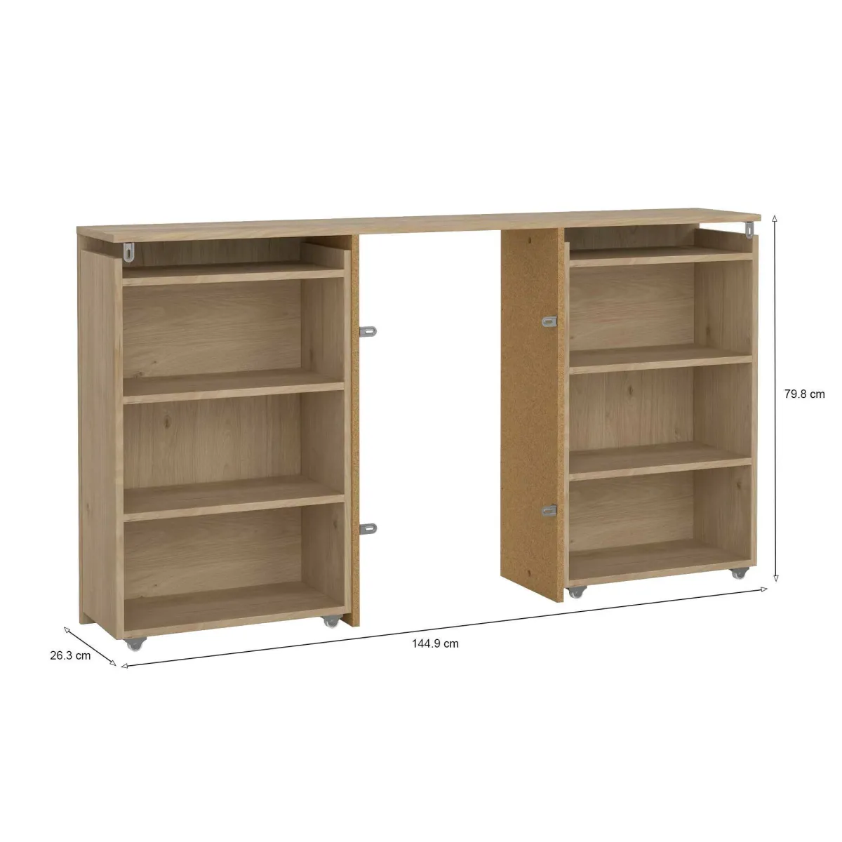 Comodini > Dmora Comodino 7 ripiani rovere 144x26x79h cm - Arnaboldi Marrone Rovere