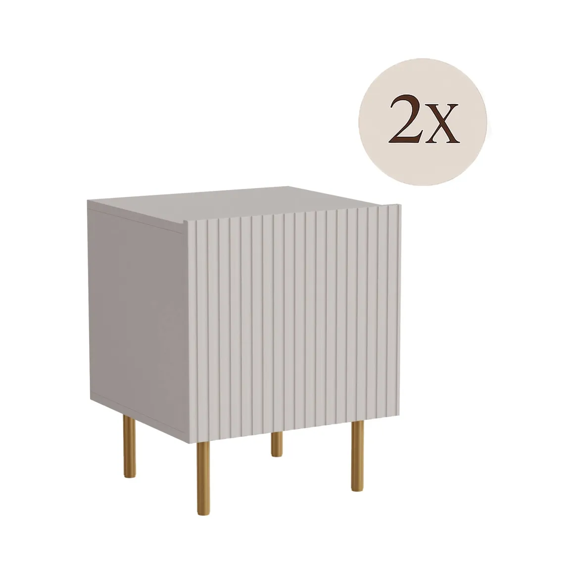 Comodino 1 ripiano beige 44x40x51h cm - Set di 2 comodini Farini
