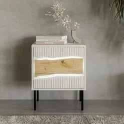 Comodino 1 ripiano beige 50x40x61h cm - Set di 2 comodini Ussana