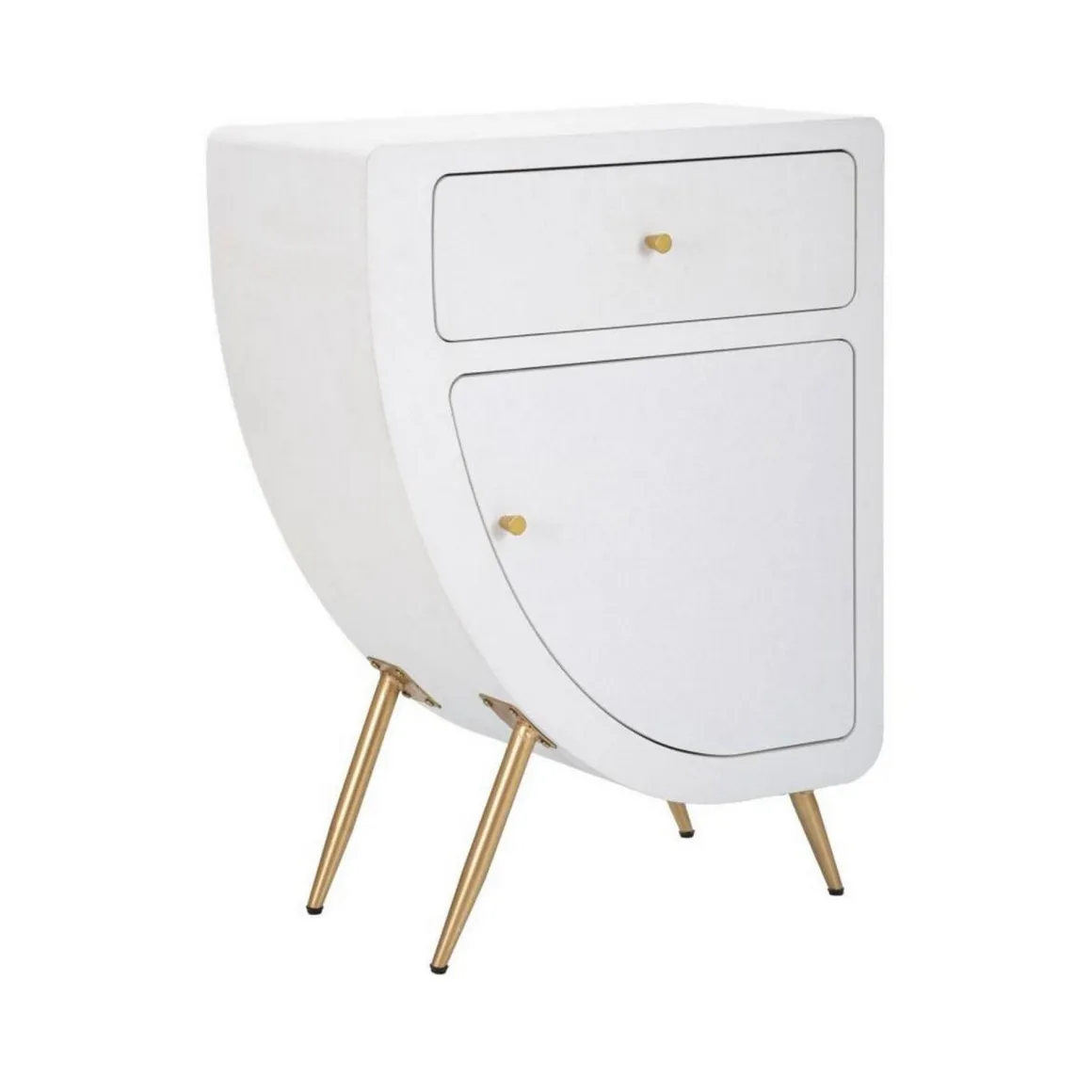 Comodino 1 ripiano bianco e oro 60x32x79h cm - Suze