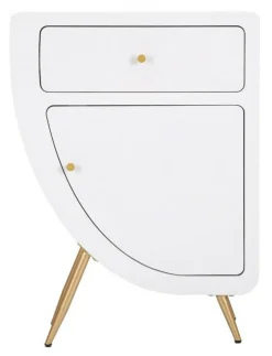Comodino 1 ripiano bianco e oro 60x32x79h cm - Suze
