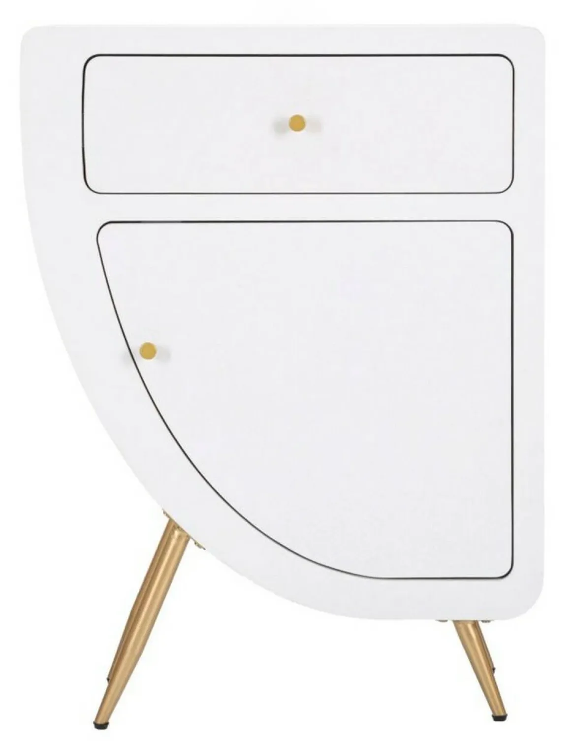 Comodino 1 ripiano bianco e oro 60x32x79h cm - Suze