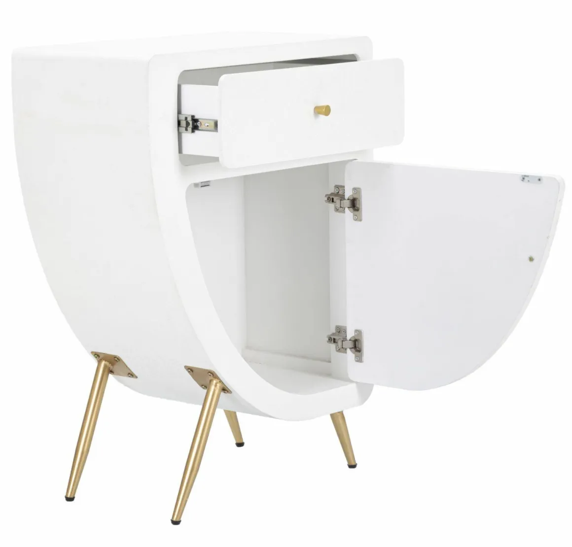 Comodino 1 ripiano bianco e oro 60x32x79h cm - Suze