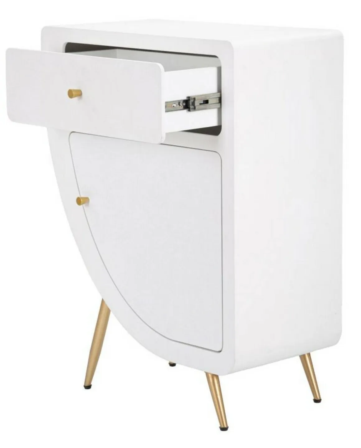 Comodino 1 ripiano bianco e oro 60x32x79h cm - Suze