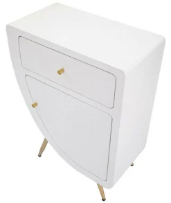Comodino 1 ripiano bianco e oro 60x32x79h cm - Suze
