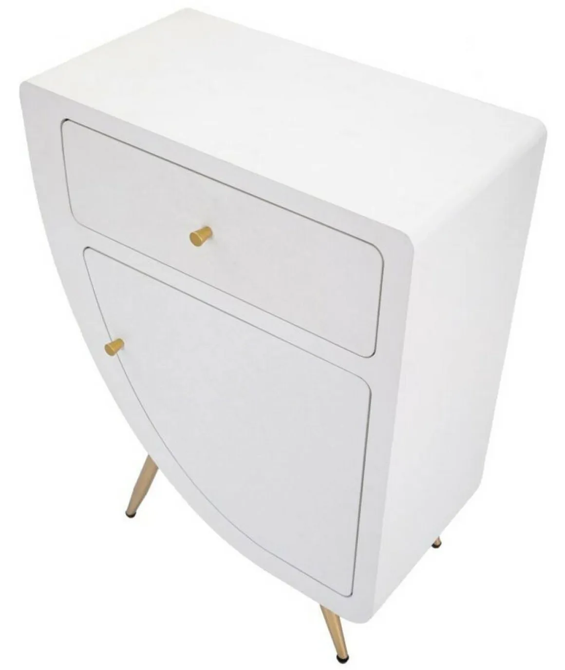 Comodino 1 ripiano bianco e oro 60x32x79h cm - Suze
