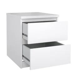 Comodini > Dmora Comodino 1 ripiano bianco lucido e rovere 45x43x55h cm - Aucuba Marrone Rovere, Bianco Lucido