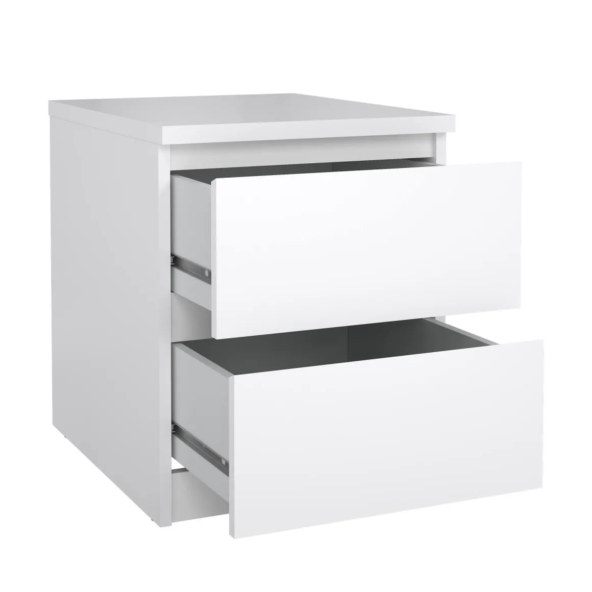 Comodini > Dmora Comodino 1 ripiano bianco lucido e rovere 45x43x55h cm - Aucuba Marrone Rovere, Bianco Lucido