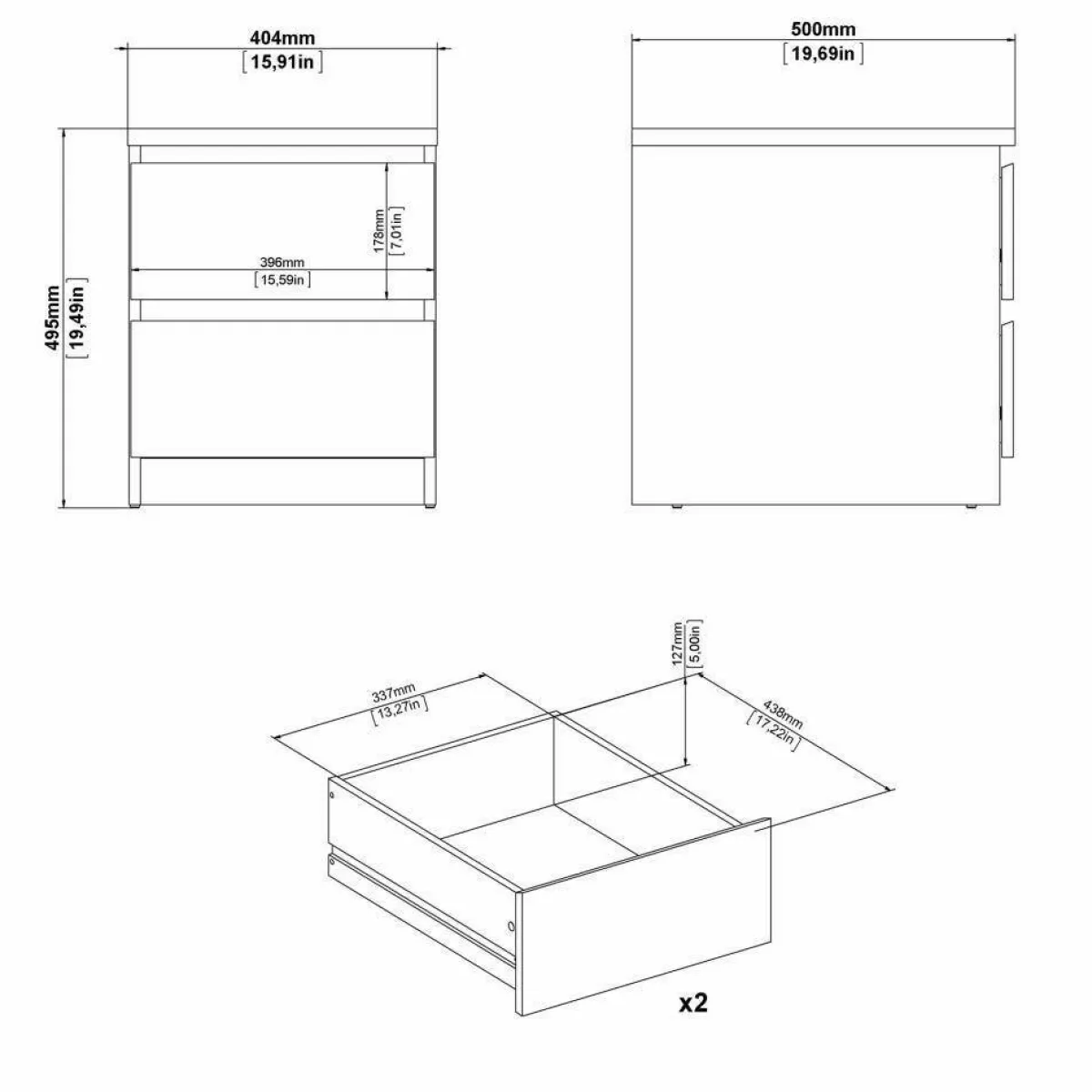 Comodini > Dmora Comodino 1 ripiano 50x40x49h cm - Azar Nero