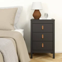 Comodino 1 ripiano nero 43x38x70h cm - Lombardia
