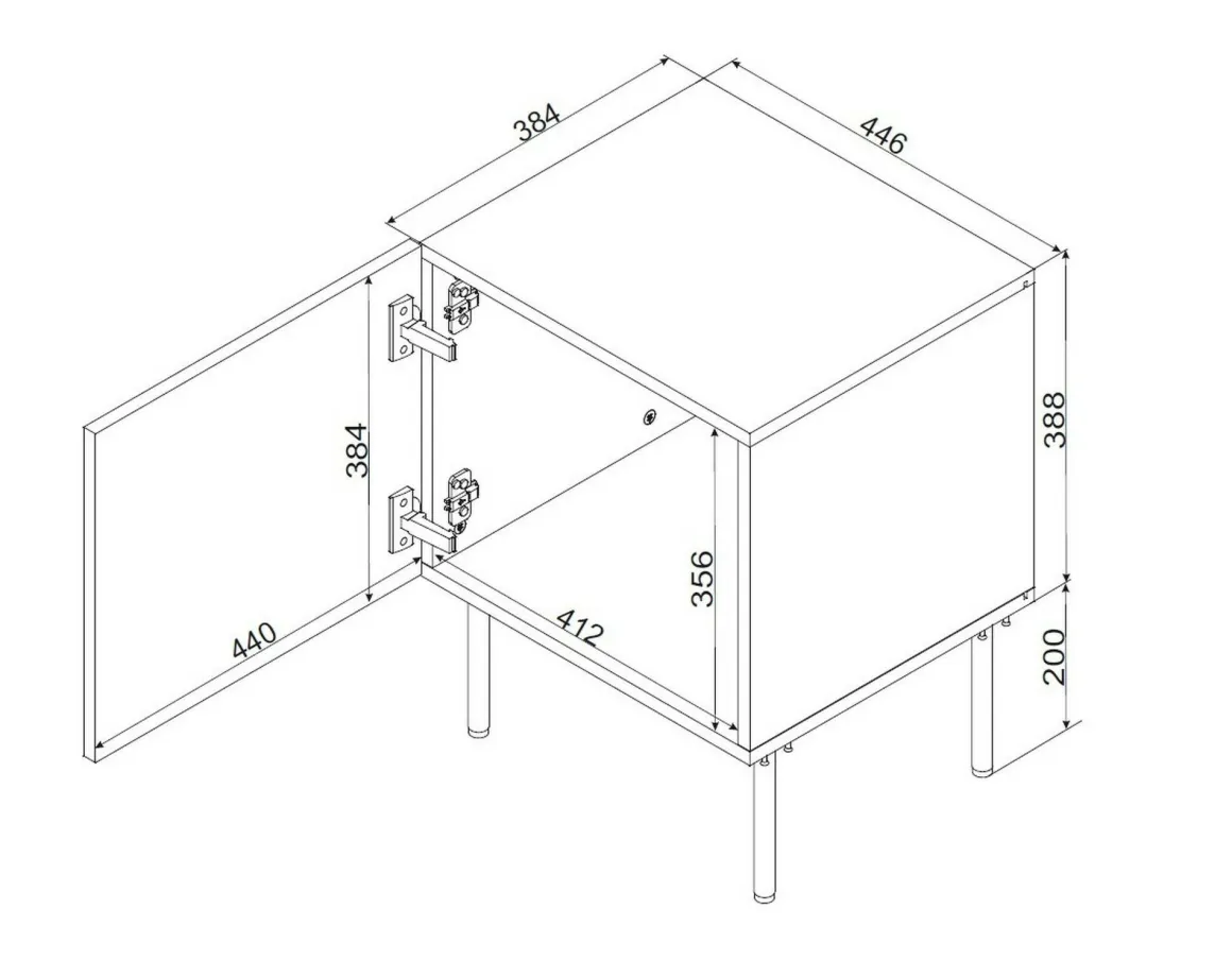 Comodino 1 ripiano nero 45x42x59h cm - Set di 2 comodini Viano