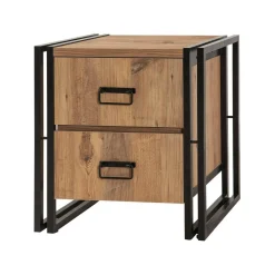Comodini|Camera Da Letto > Dmora Comodino 1 ripiano quercia e nero 52x40x55h cm - Pantaleon Nero, Marrone Quercia