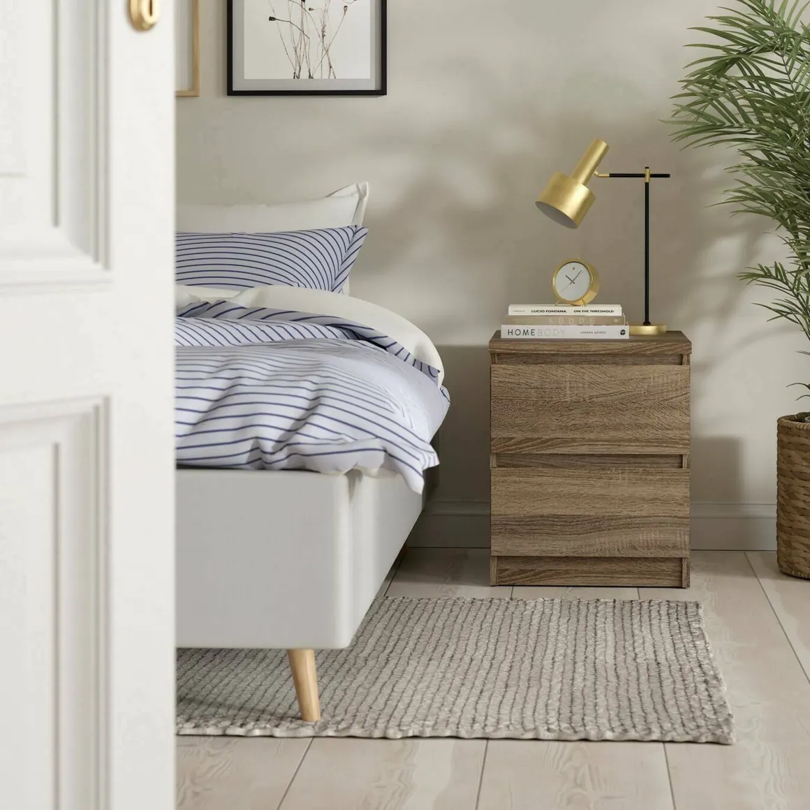 Comodino 1 ripiano rovere 50x40x49h cm - Daiki
