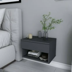Comodini|Camera Da Letto > Dmora Comodino sospeso antracite 44x29x31h cm - Serpente Nero Antracite