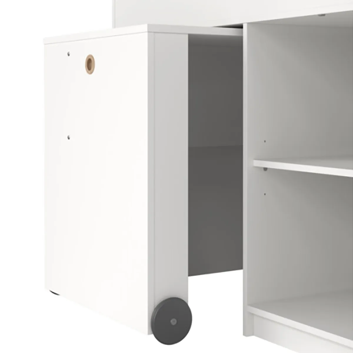 Composizioni Camera Da Letto > Dmora Composizione Camera da Letto Dimensione Materasso 90x200 cm Scrivania Estraibile 203x104x111h cm, un Letto - Lamedani Bianco
