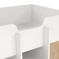 Composizioni Camera Da Letto > Dmora Composizione Camera da Letto Bianco Marrone Rovere Dimensione Materasso 90x200 cm Scrivania Estraibile 203x104x111h cm, un Letto - Lamedani Marrone Rovere, Bianco