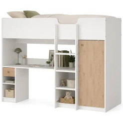 Composizione Camera da Letto Bianco Marrone Rovere un Cassetto Dimensione Materasso 90x200 cm 203x104x150h cm, Compatto Multiuso - Laliso