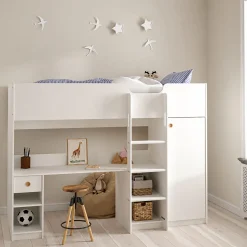Composizione Camera da Letto Bianco un Cassetto Dimensione Materasso 90x200 cm 203x104x150h cm, Compatto Multiuso - Laliso
