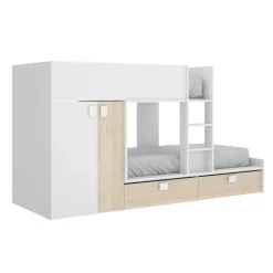 Cameretta|Composizioni Camera Da Letto > Dmora Composizione camera da letto Agle, 244x112h150 cm, Bianco e Antracite Nero, Bianco Antracite