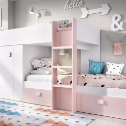 Cameretta|Composizioni Camera Da Letto > Dmora Composizione camera da letto Araba, 271x111h150 cm, Bianco e Rovere Marrone, Bianco Rovere