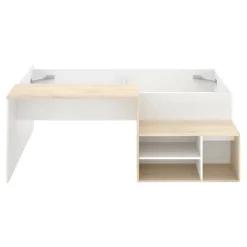 Composizione camera da letto Argh, 195x134h73 cm, Bianco e Rovere