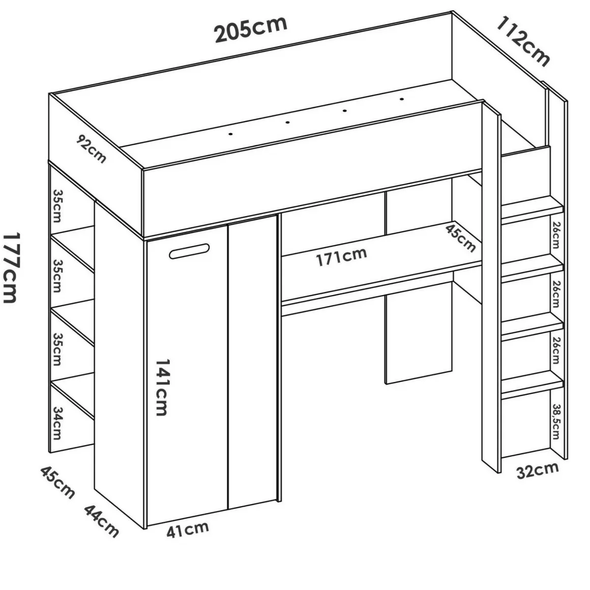 Cameretta|Composizioni Camera Da Letto > Dmora Composizione camera da letto Pax, 255x112h150 cm, Bianco e Rovere Marrone, Bianco Rovere