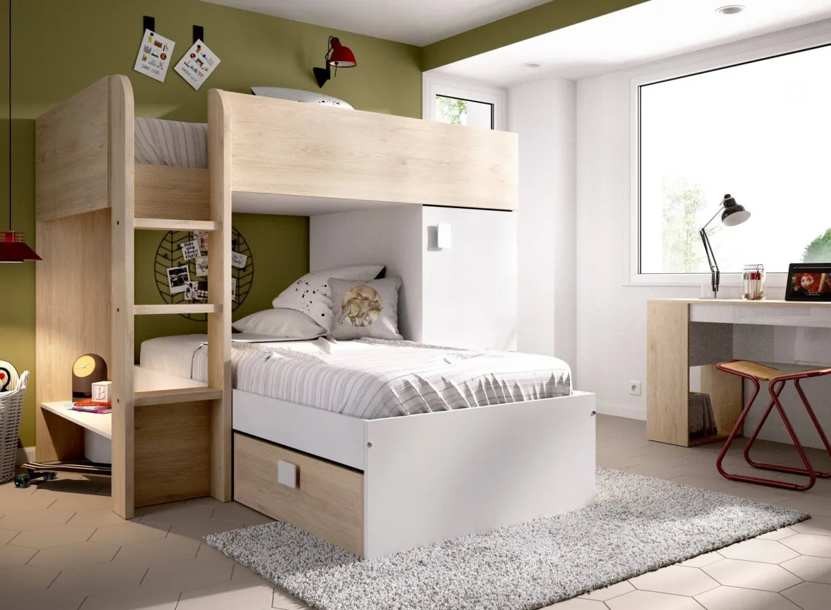Cameretta|Composizioni Camera Da Letto > Dmora Composizione camera da letto Pax, 255x112h150 cm, Bianco e Rovere Marrone, Bianco Rovere
