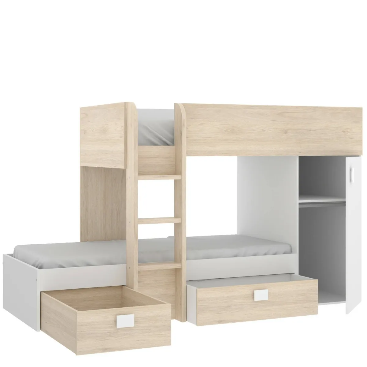 Cameretta|Composizioni Camera Da Letto > Dmora Composizione camera da letto Pax, 255x112h150 cm, Bianco e Rovere Marrone, Bianco Rovere