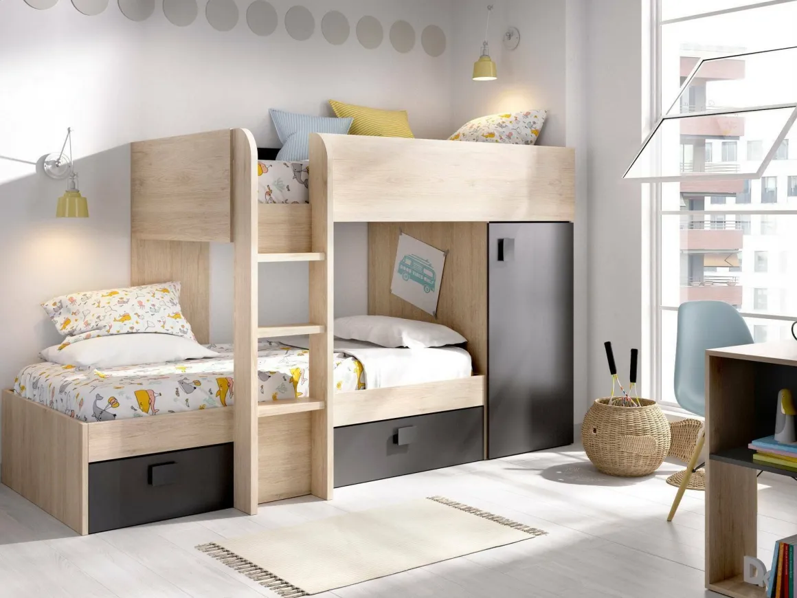 Composizione camera da letto Pax, 255x112h150 cm, Rovere e Antracite