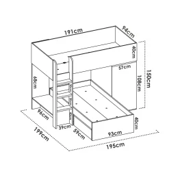 Composizione camera da letto Pax, 255x112h150 cm, Rovere e Antracite