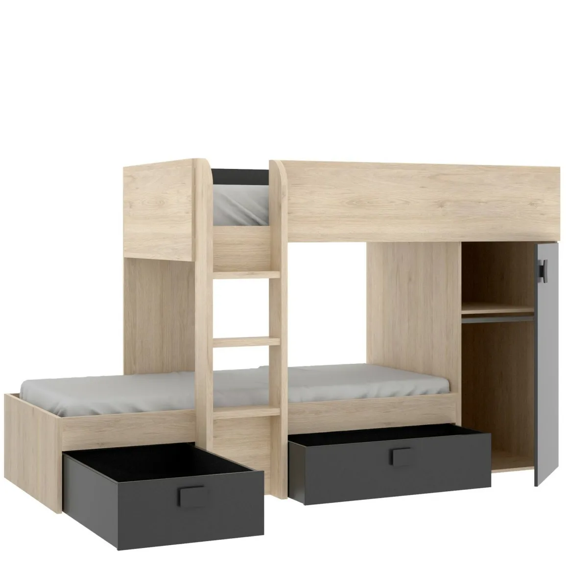 Composizione camera da letto Pax, 255x112h150 cm, Rovere e Antracite