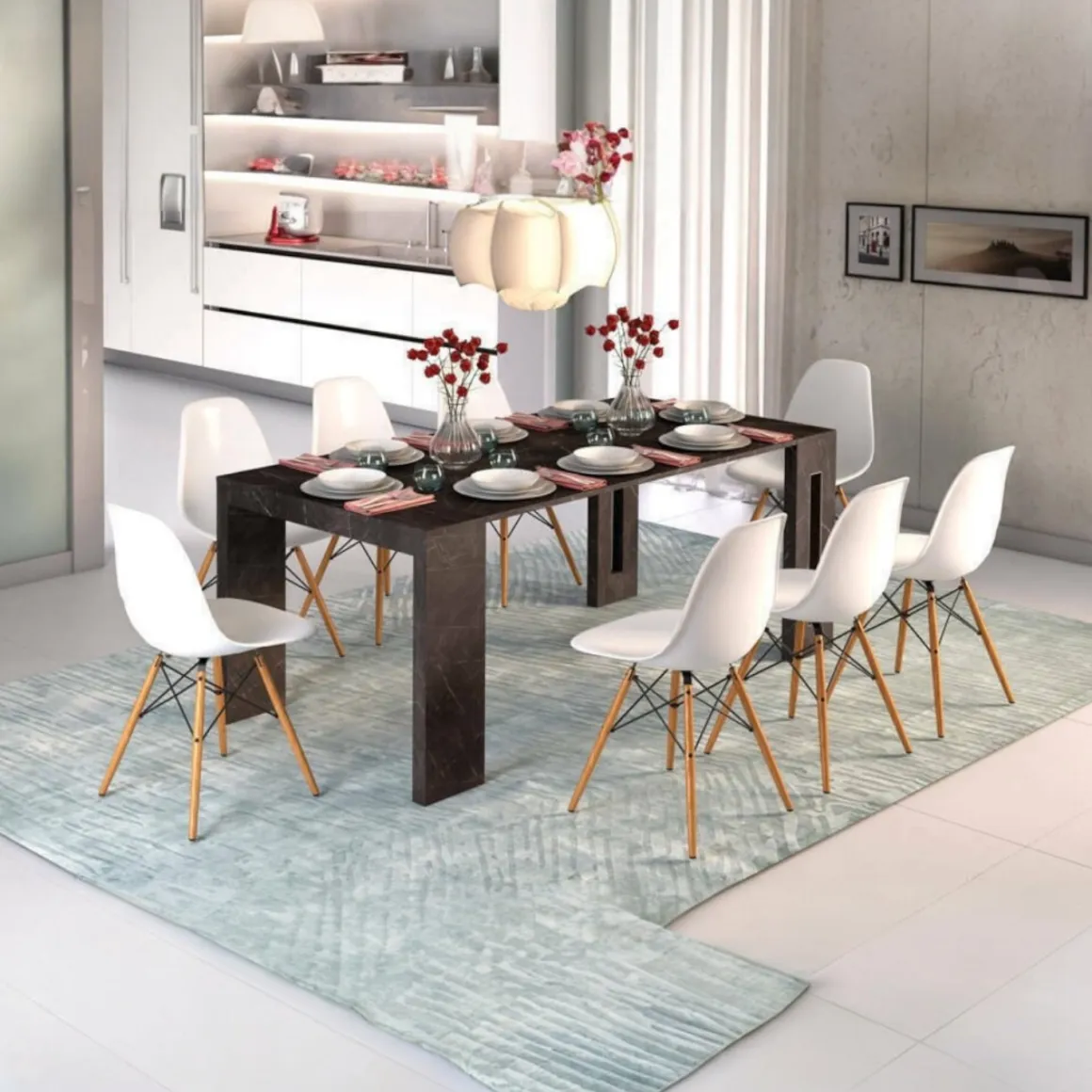 Consolle allungabile Akam, 186x80h76 cm, Marmo Nero