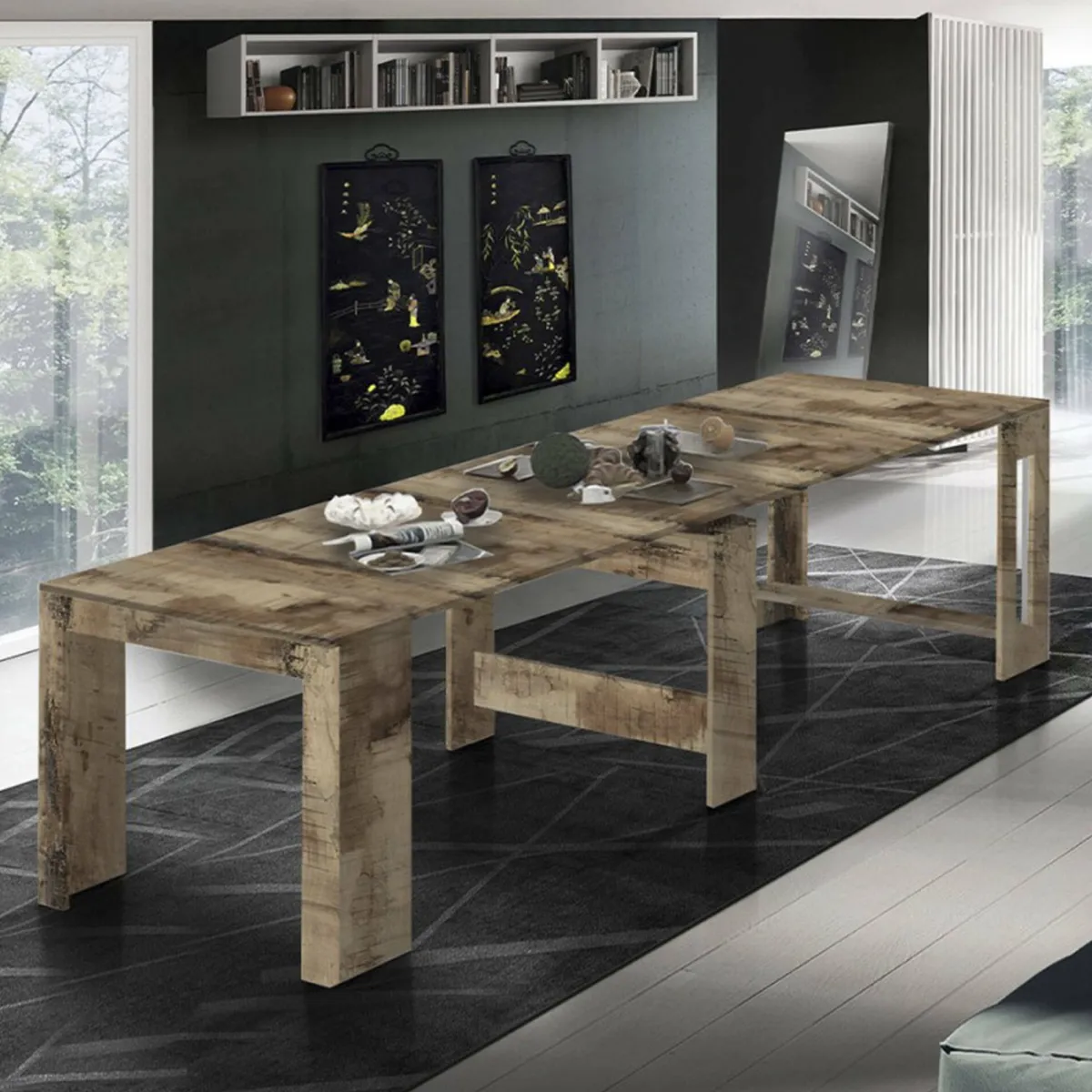 Consolle|Cucina > Dmora Consolle allungabile effetto legno 4-12 posti acero - Anello Marrone Acero