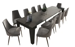 Consolle Allungabile Nero Antracite Allungabile 12 Posti 305.6x90x75.2h cm, Meccanismo Estensione Allunghe Centrali - Gizio