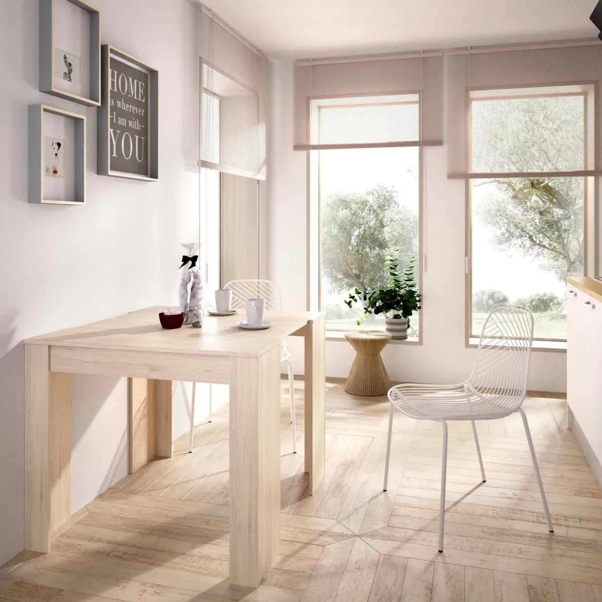 Consolle|Cucina > Dmora Consolle allungabile salvaspazio 4-12 posti rovere - Alej Marrone Rovere