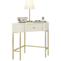 Consolle angolare 84x60x77h cm bianco e oro - Viscardo