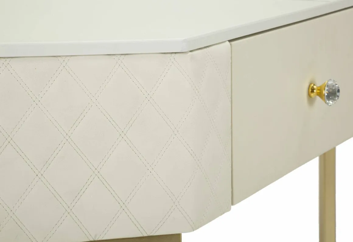 Consolle angolare 84x60x77h cm bianco e oro - Viscardo