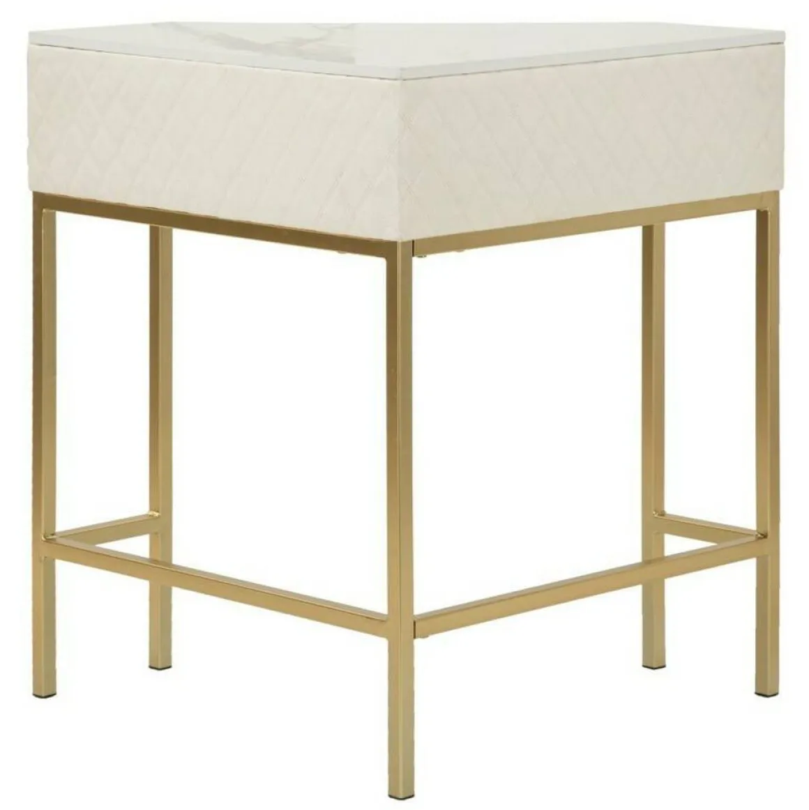 Consolle angolare 84x60x77h cm bianco e oro - Viscardo