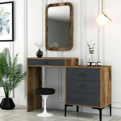 Consolle|Salotto > Dmora Consolle beauty 124x40x84h cm noce e antracite - Namtheun Nero Antracite, Marrone Noce