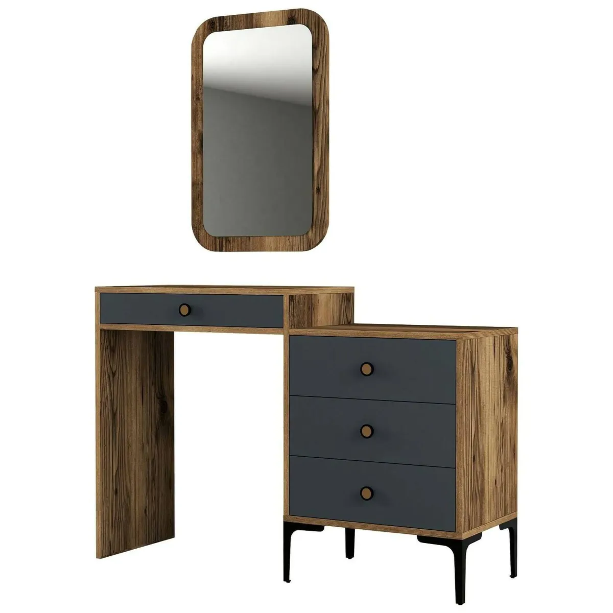 Consolle|Salotto > Dmora Consolle beauty 124x40x84h cm noce e antracite - Namtheun Nero Antracite, Marrone Noce