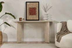 Consolle Bianco Marmo un Ripiano Peso Supportato 25 kg 150x35x75h cm, Colore Ripiano Bianco - Cercino