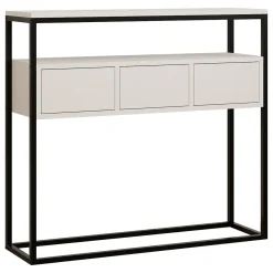Consolle Bianco Nero un Ripiano un Vano 100x29x90h cm, Colore Struttura Nero - Pianfei