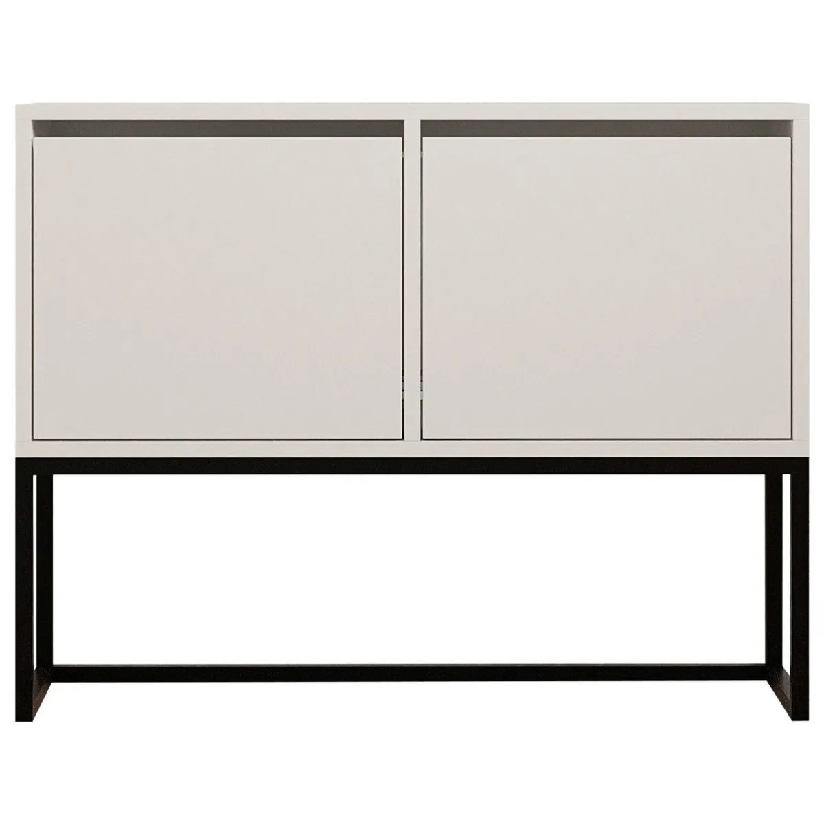 Consolle > Dmora Consolle Bianco Nero 2 Vani Colore Struttura Nero 90x34x70h cm, Colore Ripiano Bianco - Arresi Nero, Bianco