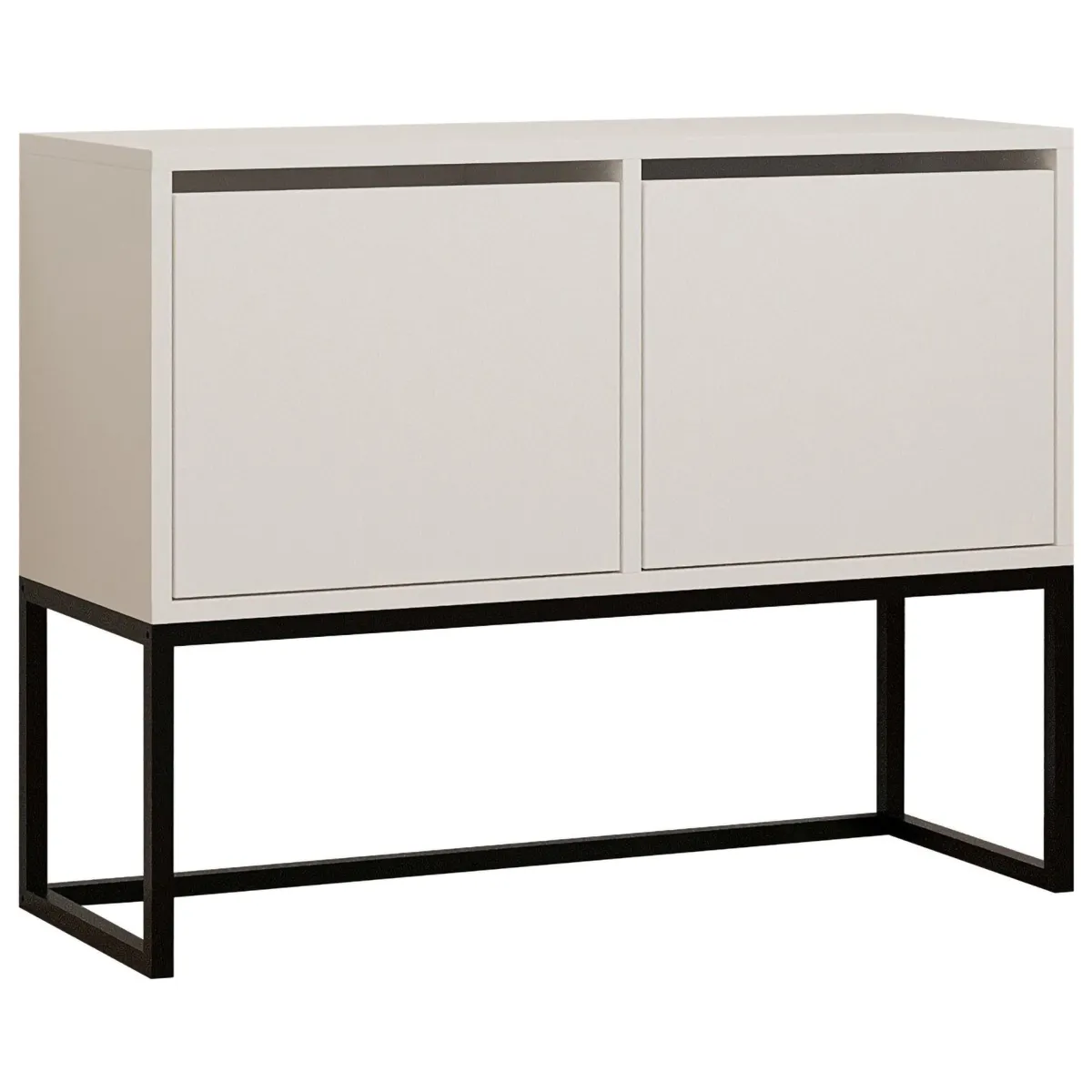 Consolle > Dmora Consolle Bianco Nero 2 Vani Colore Struttura Nero 90x34x70h cm, Colore Ripiano Bianco - Arresi Nero, Bianco