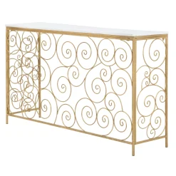 Consolle Bianco oro un Ripiano Materiale Struttura in Marmo 140x36x82h cm, Colore Ripiano Bianco - Goris