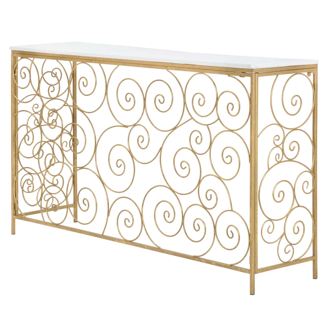 Consolle Bianco oro un Ripiano Materiale Struttura in Marmo 140x36x82h cm, Colore Ripiano Bianco - Goris